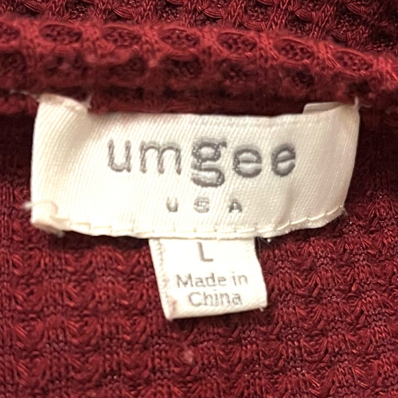 Umgee Waffle Knit Burgundy Midi oversized Dress sz Large - Picture 11 of 14